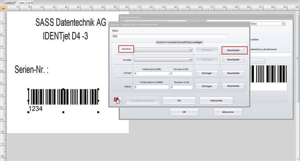 Screenshot zum Thema IDENTjet® M4/D4-Serie – fortlaufende Seriennummer mit Tastatureingabe