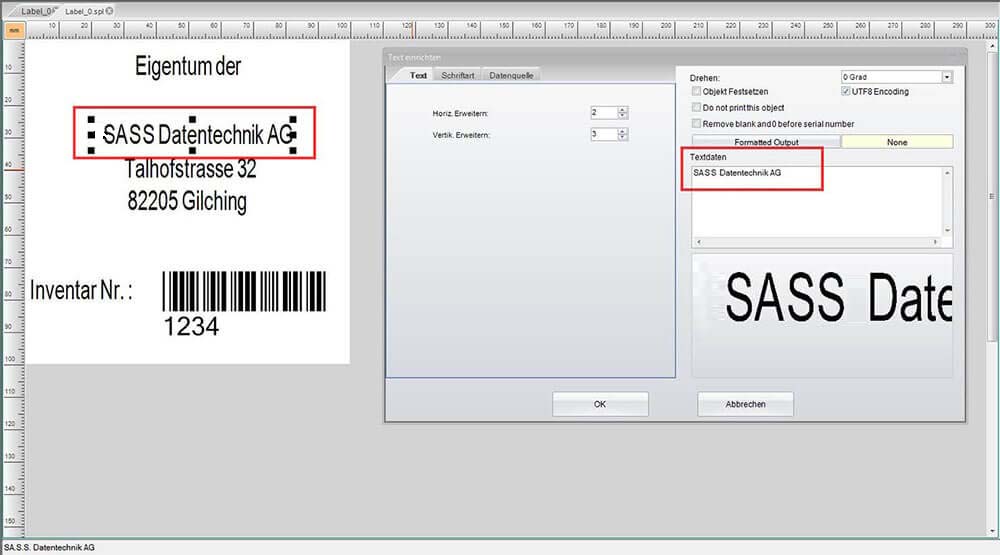 Screenshot zum Thema IDENTjet M4/D4-Serie - Inventar–Etikett mit Scanner (Stand-Alone-Betrieb)